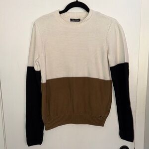 Volcom Women's Colorblock Crewneck Sweater - White, Brown, Black